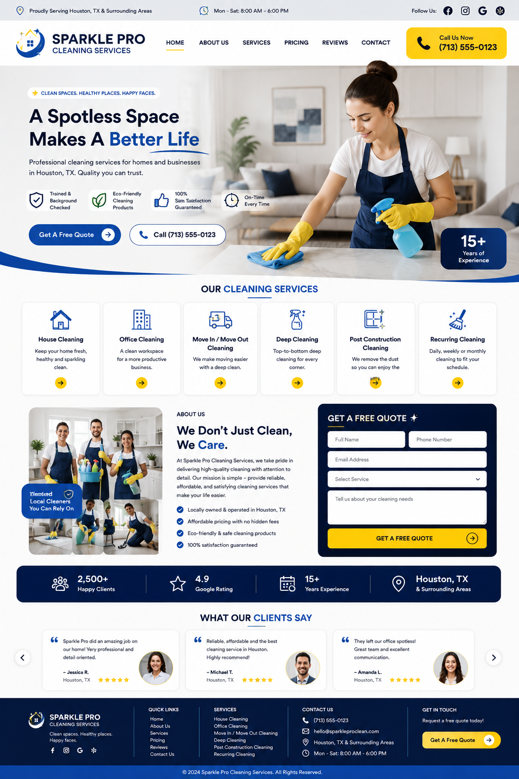 Modern Cleaning Services Website Design for a Houston Business
